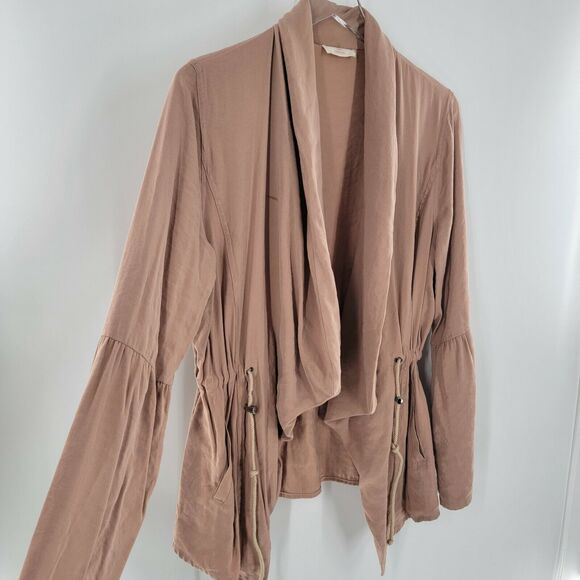 Hummingbird Jacket Women's Size Small Open Front Mauve Shawl Collar Cinch Waist - Picture 4 of 9